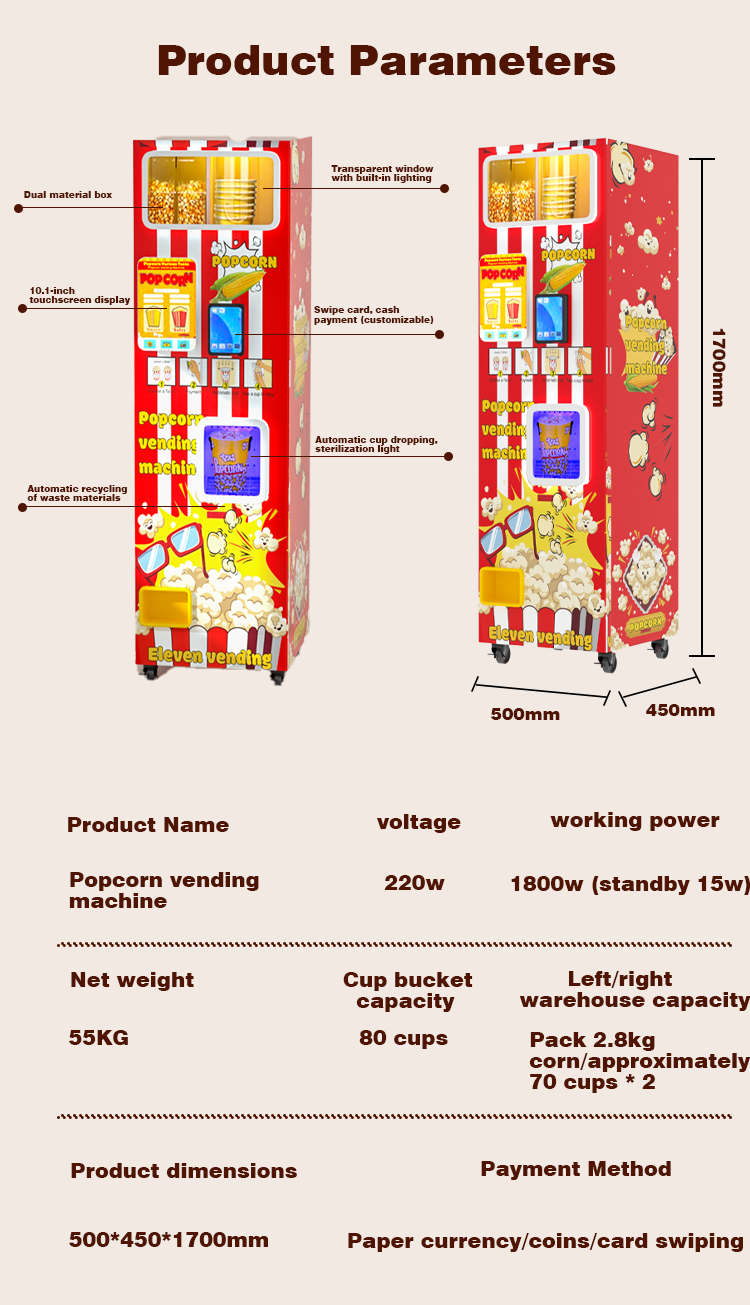 CE Commercial Snack Food Popco - đánh giá và giá Popcorn Vending Machine